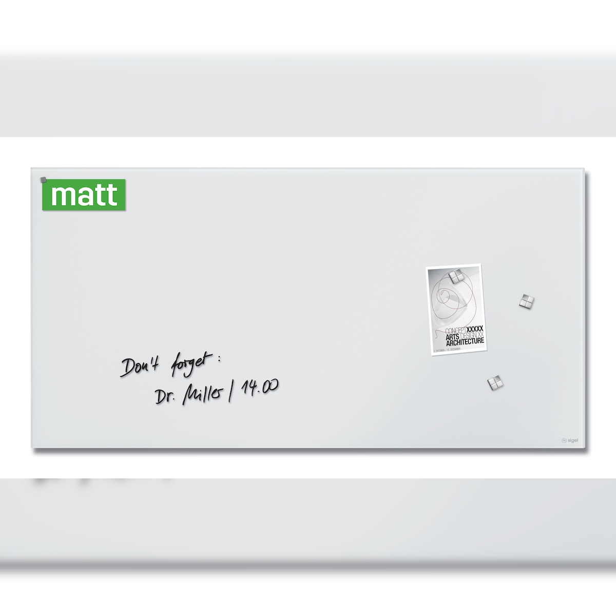 Sigel GL546 Glas-Magnettafel Artverum - 91 x 46 cm - super-weiß - Sicherheitsglas Image