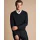 Men's Merino V-Neck Jumper - Charcoal Black Grey, Large by Charles Tyrwhitt