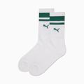 PUMA Unisex Crew Heritage Stripe Socks 2 Pack, White/Green, size 9-11