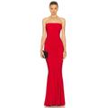 Norma Kamali Strapless Fishtail Gown in Tiger Red - Red. Size M (also in L, S, XL, XS).