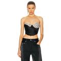 AREA Crystal Cup Draped Bustier Top in Black - Black. Size 4 (also in 0, 2).