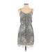 Twelfth Street by Cynthia Vincent Casual Dress: Gray Acid Wash Print Dresses - Women's Size Small