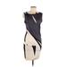 Emilio Pucci Casual Dress - Shift Plunge Sleeveless: Ivory Color Block Dresses - Women's Size 6