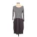 Amadi Casual Dress - Sheath Scoop Neck Long sleeves: Gray Color Block Dresses - Women's Size Small