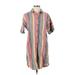 Madewell Casual Dress - Shirtdress Collared Short sleeves: Gray Stripes Dresses - Women's Size 2X-Small