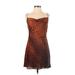 Zara Cocktail Dress - A-Line Sweetheart Sleeveless: Orange Leopard Print Dresses - Women's Size Small