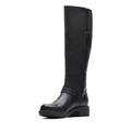 Clarks Women's Hearth Rae Knee High Boot, Black Leather, 8