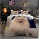 loyaltyer Superking Duvets Sets White Pomeranian Bedding Set 3 Pcs Microfiber Lightweight Comforter Cover 260x220 cm + 2 Pillowcases for Room Decor, Reversible Printed Quilt Cover