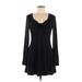 Sonoma Goods for Life Casual Dress - Mini V-Neck Long sleeves: Black Solid Dresses - Women's Size Medium
