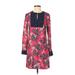 Maeve by Anthropologie Casual Dress - Shift High Neck Long sleeves: Pink Floral Dresses - Women's Size 2