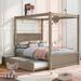 Red Barrel Studio® Canopy Bed w/ Trundle, Platform Bed w/ Support Slats Wood in Brown | 71.2 H x 79.5 W x 79.5 D in | Wayfair