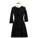 Black Halo Casual Dress - A-Line Crew Neck 3/4 sleeves: Black Dresses - Women's Size Medium