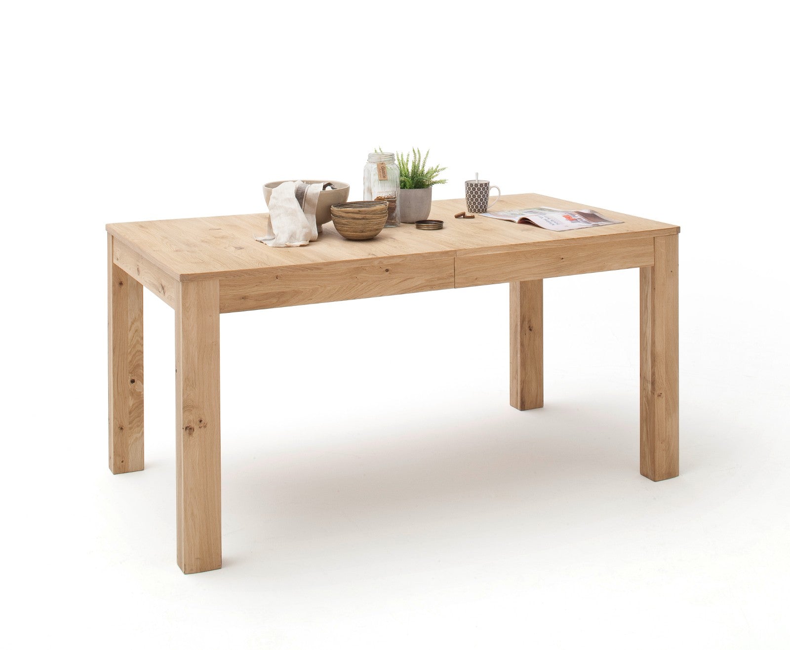 Esstisch 160x90 cm ausziehbar Eiche bianco teilmassiv Santa Fe