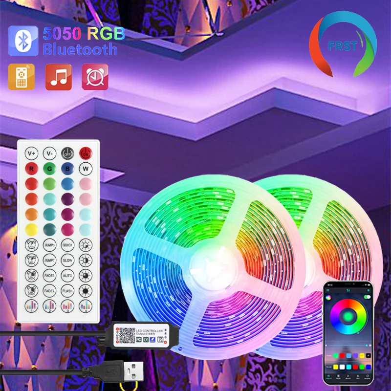 Colore RGB 5050 Striscia LED Bluetooth Nastro Decor per Camera LED 10m 15m 20m 30m PC TV retroilluminazione Illuminazione a LED al neon C meesтоди®дglas лента