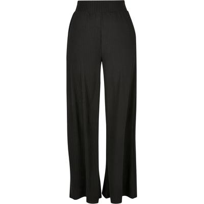 Stoffhose URBAN CLASSICS "Urban Classics Damen Ladies Rib Jersey Wide Leg Pants", Damen, Gr. XS, US-Größen, schwarz, 95% Polyester, 5% Elasthan, unifarben, loose fit, Hosen Image