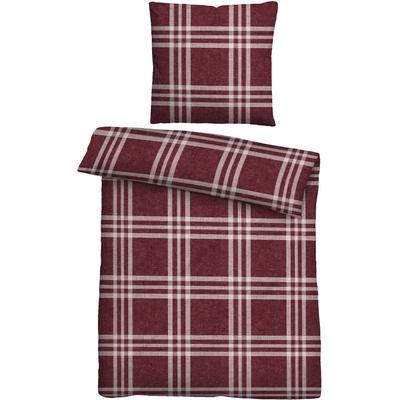 Bettwäsche BIBERNA "Lya", rot (burgund), B/L: 135cm x 200cm, , Flanell, B/L: 80cm x 80cm, Flanell, Obermaterial: 100% Baumwolle, Bettwäsche, kuschelig warm, weich, Melange, 100% Baumwolle, made in Germany Image