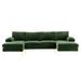 U-Shape Chenille Sectional Sofa Set Modern Accent Couch for Living Room with Double Chaise Couch and Iron Feet, Green