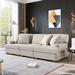 Modern Beige Straight Row Sofa for Livingroom Chaise Lounge Couch Loveseat, 3-seat Sofa w/ 4 Pillows & Removable Cushions Sofas