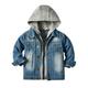 FYMNSI Toddler Fall Jacket Baby Jean Jacket Boys Girls Denim Jacket Cowboy Outerwear Shacket for Kids 4-5 Years Blue Gray Hooded