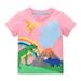 Toddler Boys And Girls Short Sleeve Tees Cotton Casual Fun Pattern Crewneck Summer Top Clothes Pink 140