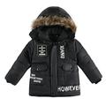 Eashery Boys Winter Puffer Jacket Knit Sleeve Denim Jacket Fall Winter Pullover Tops Toddler Boy Jackets (Black 4 Years)