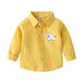 Kids Children Toddler Baby Boys Girls Long Sleeve Cotton Cute Cartoon Letter Shirt Blouse Tops Outfits Clothes Yellow 130