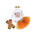 Eyicmarn Baby Girls Thanksgiving Clothes Turkey Print Long Sleeves Romper and Tulle Skirt Cute Headband Socks Fall Outfit