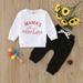 LYCAQL Toddler Boy Clothes Toddler Kids Baby Girls Boys Sweatpants Valentines Days Suit Long Sleeve Round Neck Letters Boy (White 2-3 Years)