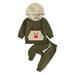 Arvbitana Toddler Baby Girl Boy Christmas 2Pcs Outfits Long Sleeve Deer Embroidery Print Pullover Hoodie + Elastic Waist Pants Sets Infant Fall Warm Clothes 0-3 Years