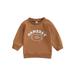 Qtinghua Toddler Baby Girl Boy Casual Sweatshirt Long Sleeve Letter Print Loose Fit Pullover Tops Fall Winter Clothes Brown 6-12 Months