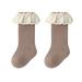 Baby Boy Girls Toddlers Indoor Solid Slipper Shoes Antislip Socks Booties First Walkers Lace Ruffle Socks