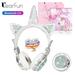 Kids Headphones Wireless headphones for kids Unicorn headphones for girls Bluetooth headphones w/Mic with Adjustable Headband Over On Ear Headset for Smartphones/School/Tablet (White)