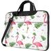 Laptop Shoulder Bag Carrying Case White Flamingo Print Computer Bags