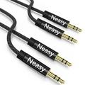 2 Pack Aux Cord Aux Cable Braided [3.3ft/1M Hi-Fi Sound] 3.5mm Audio Cable Male to Male Stereo Audio Aux Cord
