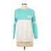 Lighthouse Apparel Long Sleeve T-Shirt: Teal Print Tops - Women's Size Small