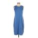 Eileen Fisher Casual Dress - Sheath Crew Neck Sleeveless: Blue Print Dresses - Women's Size X-Small