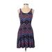 Express Casual Dress - Mini Scoop Neck Sleeveless: Purple Chevron/Herringbone Dresses - Women's Size Medium