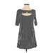 Max & Rina Casual Dress - A-Line Crew Neck 3/4 sleeves: Black Print Dresses - Women's Size Small