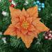 10pcs Glitter Christmas Flowers Glitter Artificial Flowers with Artificial Flower Christmas Tree Flower Decorations Xmas Tree Ornaments 18CM Orange 7 in