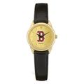 Women's Black Boston Red Sox Gold Dial Leather Wristwatch