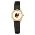 Women's Black Baltimore Orioles White Dial Leather Wristwatch