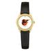 Women's Black Baltimore Orioles White Dial Leather Wristwatch