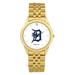 Men's Gold Detroit Tigers White Dial Rolled Link Bracelet Wristwatch