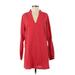 Nicholas Casual Dress - Mini V-Neck Long sleeves: Red Print Dresses - Women's Size 4