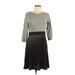 Calvin Klein Casual Dress - A-Line Crew Neck 3/4 sleeves: Gray Print Dresses - Women's Size Medium