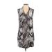 BCBGMAXAZRIA Casual Dress - Mini V-Neck Sleeveless: Gray Dresses - Women's Size X-Small