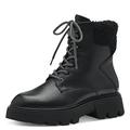 Tamaris Damen Combat Boots, Frauen Stiefeletten,warm gefüttert,winterstiefel,winterschuhe,gefüttert,boots,stiefel,BLACK LEATHER,39 EU