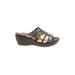 Helle Comfort Wedges: Gold Solid Shoes - Women's Size 38 - Open Toe