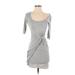 Trafaluc by Zara Casual Dress - Mini Scoop Neck 3/4 sleeves: Gray Solid Dresses - Women's Size 2