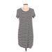 Garage Casual Dress - Shift Scoop Neck Short sleeves: Gray Print Dresses - Women's Size Medium